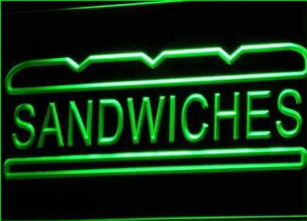 Sandwiches Cafe Shop Bar Pub Neon Light Sign